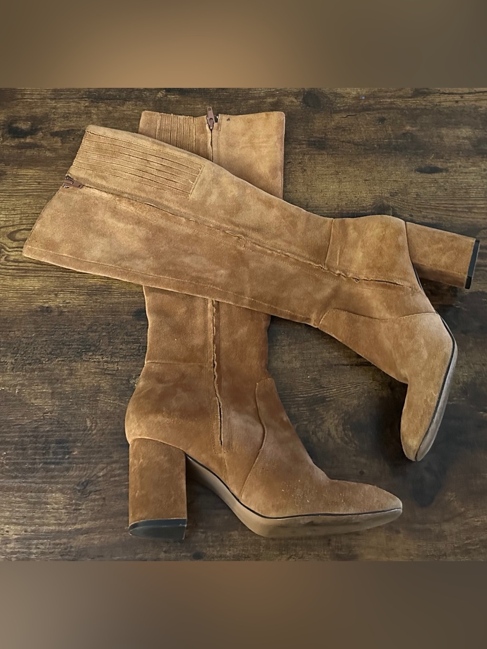 Banana Republic Suede Boots Chestnut Brown 7 Boho Minimalist Preppy Fall Chic